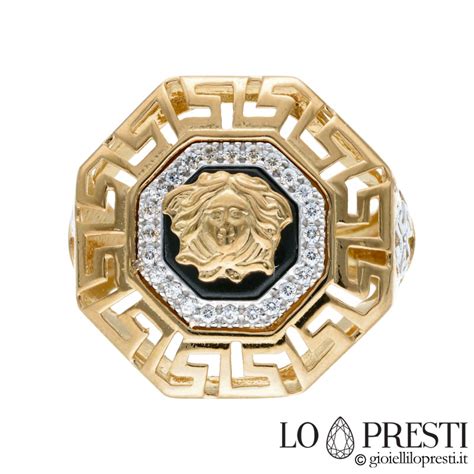 anello uomo versace oro bianco
